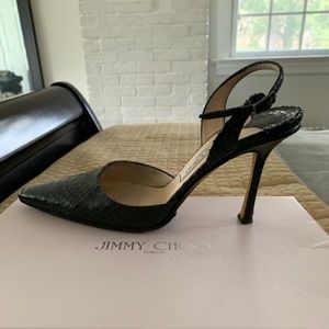 Jimmy Choo Black Snake Slingbacks size 37.5